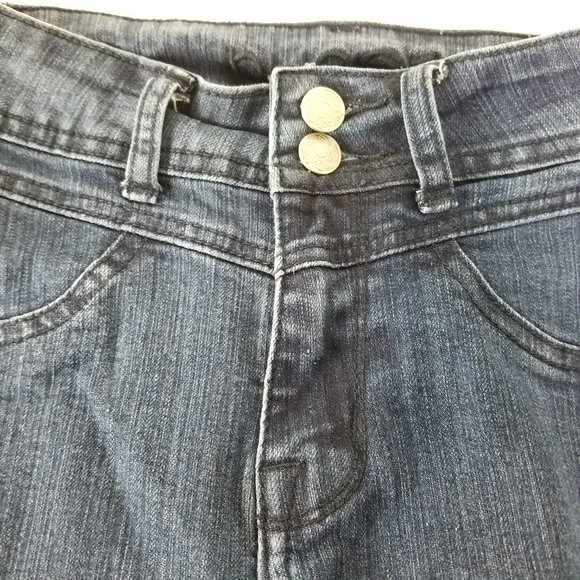 Rue 21 Jeans Juniors Size 1 Mid Rise Double Button Jegging Dark Wash Blue Denim - Picture 12 of 15